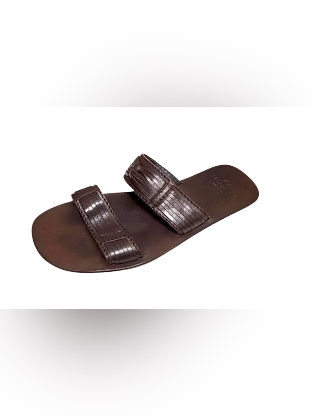 Valentino Garavani Vintage Brown Leather Slide Sandals Tassel Detail Italy